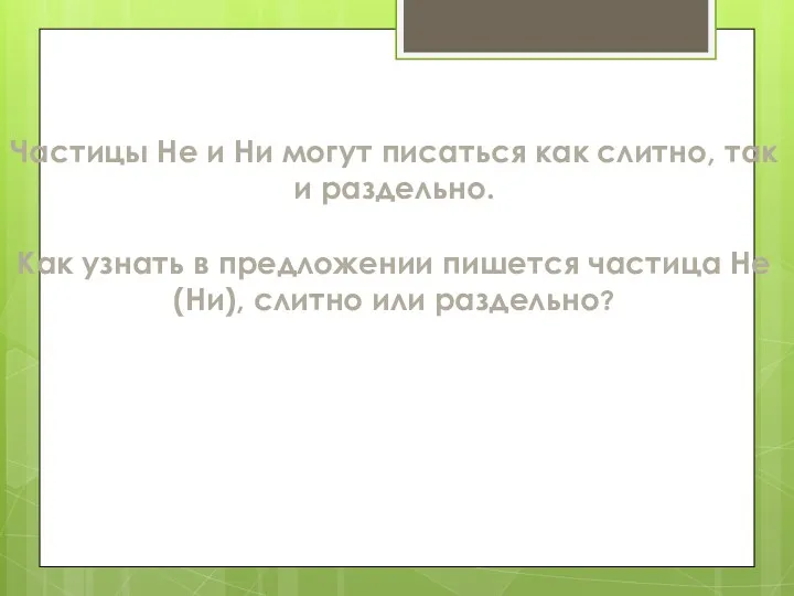 Частицы Не и Ни могут писаться как слитно, так и