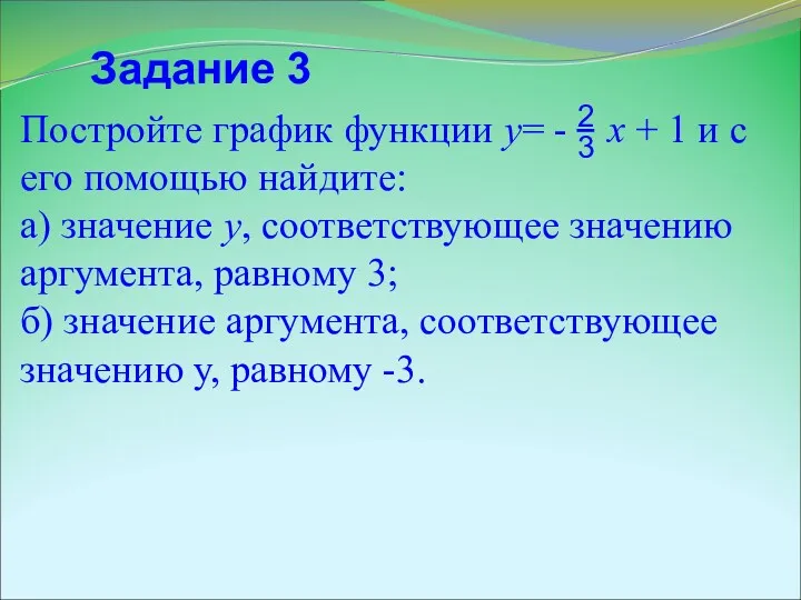 Задание 3 Постройте график функции у= - х + 1