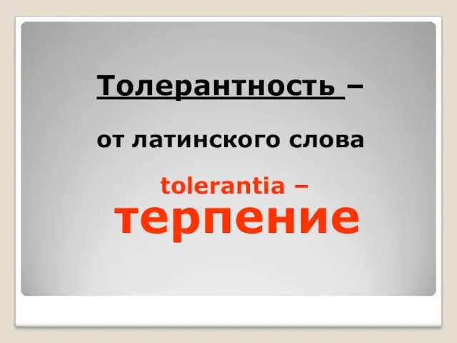 Толерантность – от латинского слова tolerantia – терпение