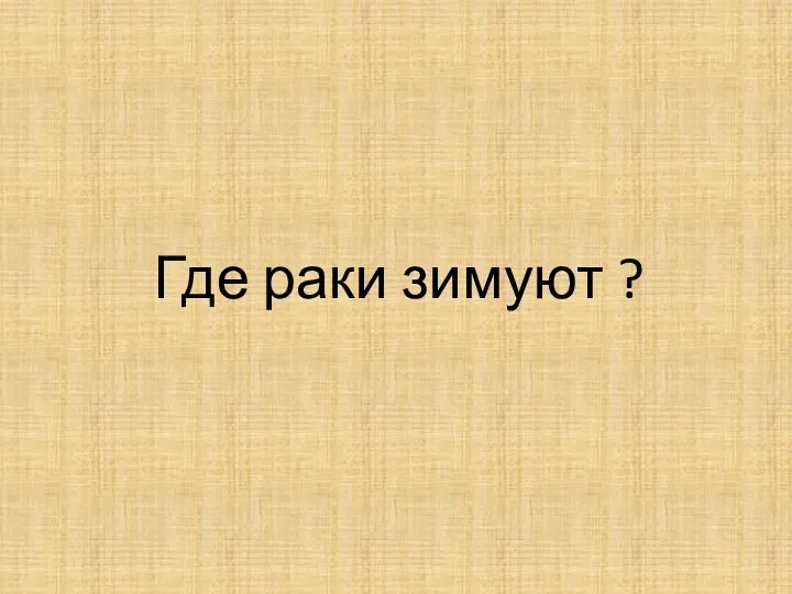 Где раки зимуют ?