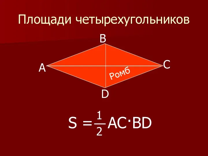 Площади четырехугольников Ромб D C В A