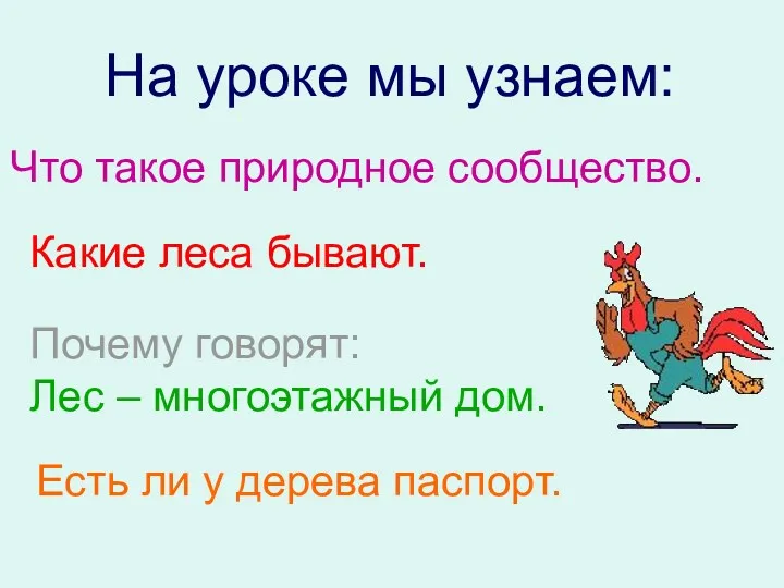 На уроке мы узнаем: Что такое природное сообщество. Почему говорят: