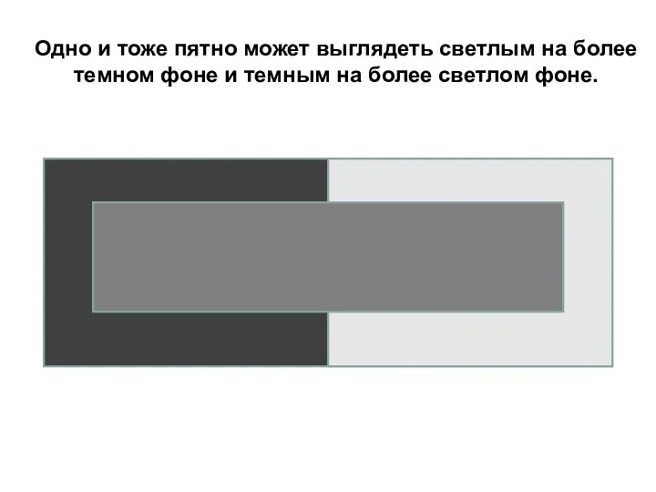 Одно и тоже пятно может выглядеть светлым на более темном