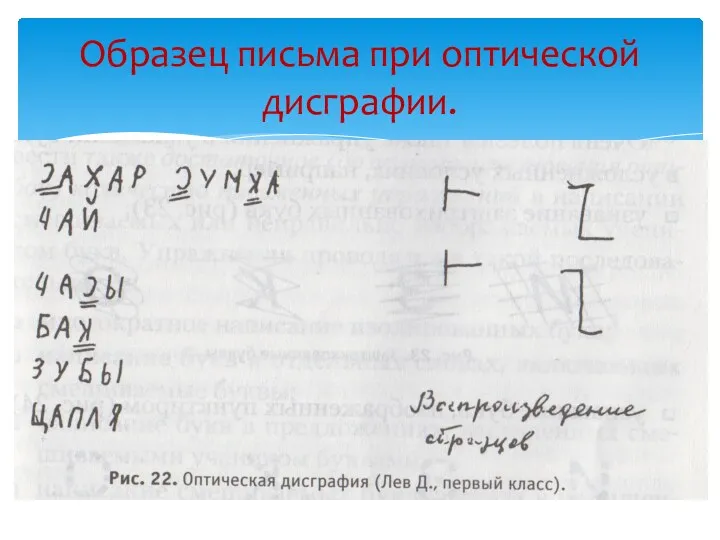 Образец письма при оптической дисграфии.