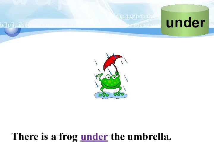 There is a frog under the umbrella.