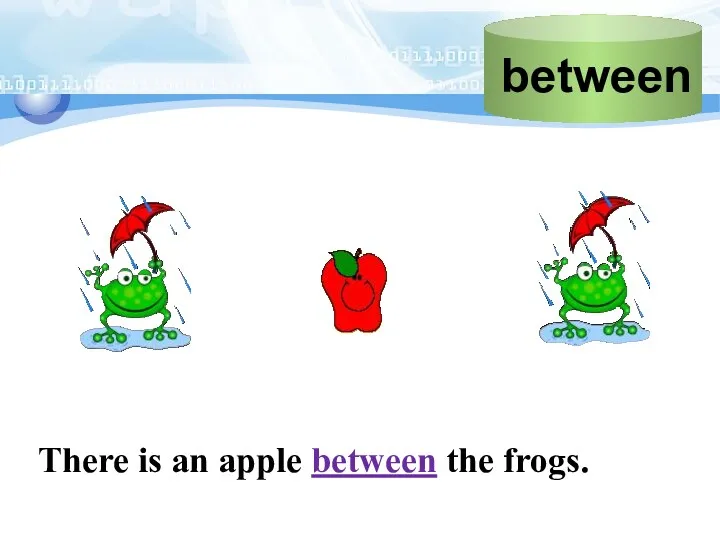 There is an apple between the frogs.