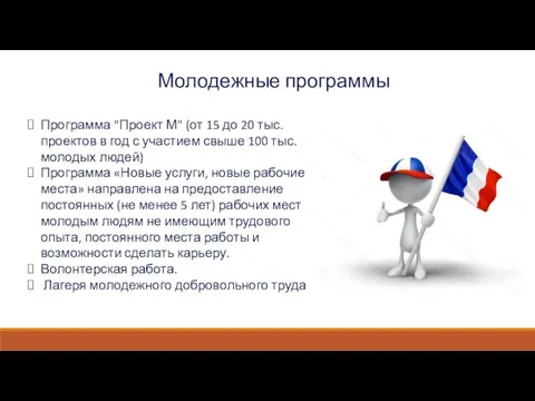 Молодежные программы Программа "Проект М" (от 15 до 20 тыс. проектов в год