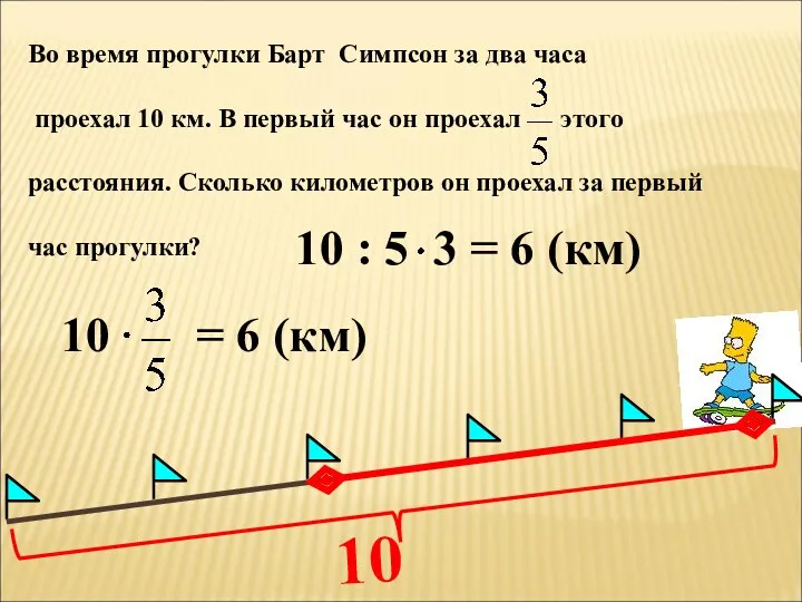 Во время прогулки Барт Симпсон за два часа проехал 10