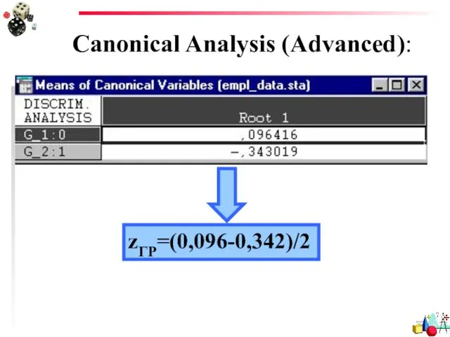 Canonical Analysis (Advanced): zГР=(0,096-0,342)/2