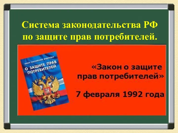 Система законодательства РФ по защите прав потребителей.