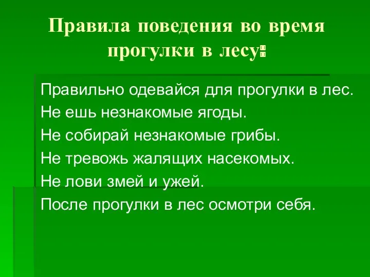 Правила поведения во время прогулки в лесу: Правильно одевайся для