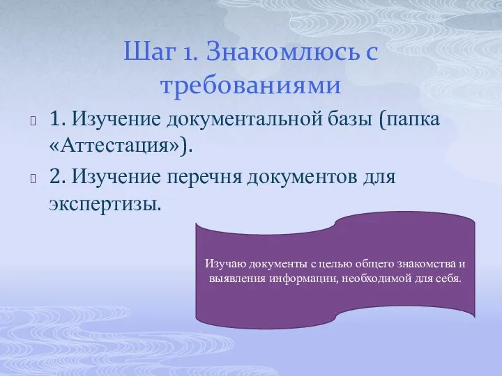 Шаг 1. Знакомлюсь с требованиями 1. Изучение документальной базы (папка