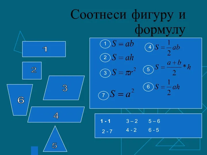 Соотнеси фигуру и формулу 1 2 3 4 5 1