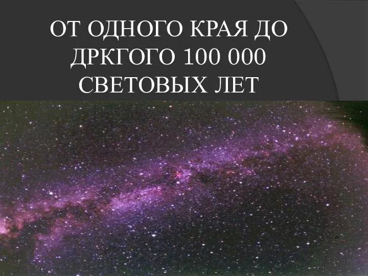 ОТ ОДНОГО КРАЯ ДО ДРКГОГО 100 000 СВЕТОВЫХ ЛЕТ