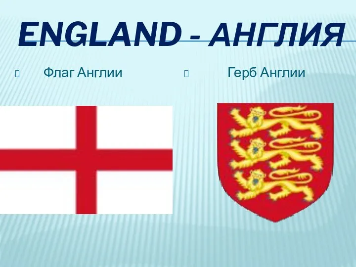 England - Англия Флаг Англии Герб Англии