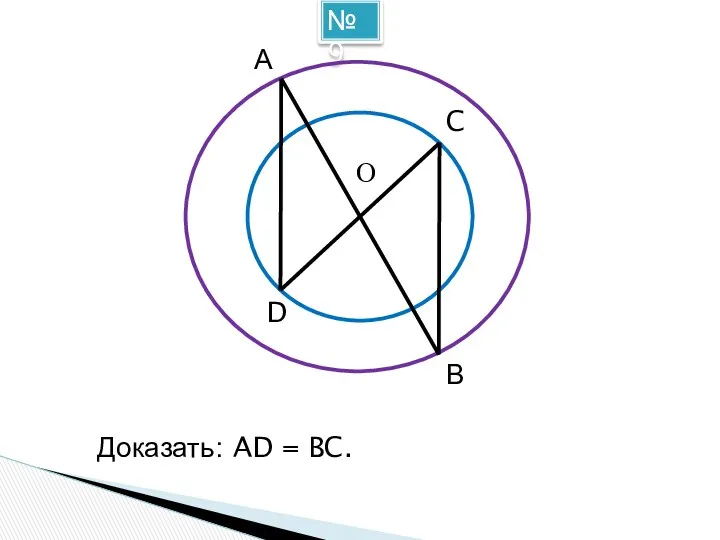 №9 А В O C D Доказать: AD = BC.