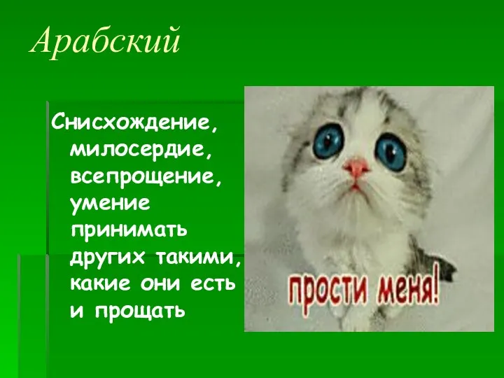 Арабский Снисхождение, милосердие, всепрощение, умение принимать других такими, какие они есть и прощать