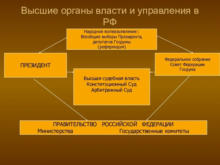 Высшие органы власти и управления в РФ Народное волеизъявление :