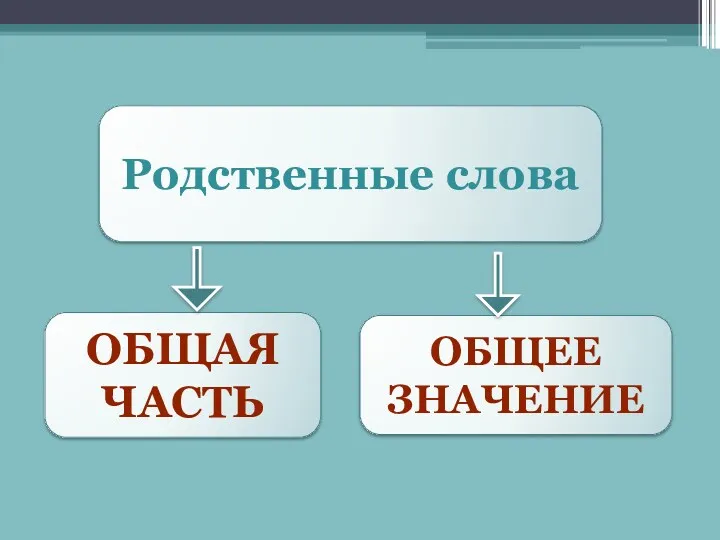 Родственные слова ОБЩАЯ ЧАСТЬ ОБЩЕЕ ЗНАЧЕНИЕ