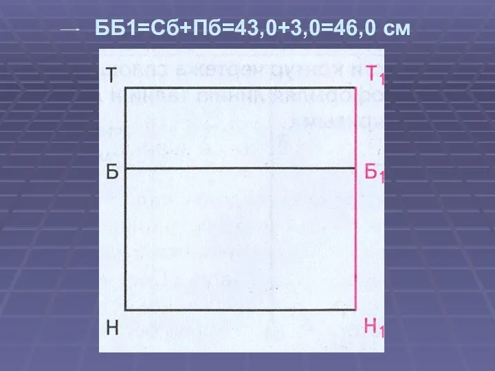 ББ1=Сб+Пб=43,0+3,0=46,0 см