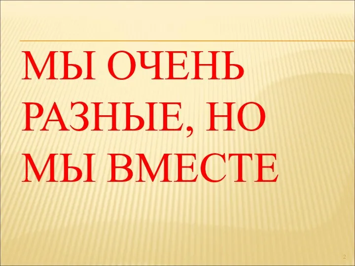 МЫ ОЧЕНЬ РАЗНЫЕ, НО МЫ ВМЕСТЕ