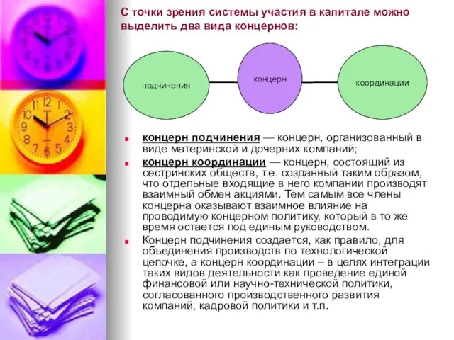 С точки зрения системы участия в капитале можно выделить два