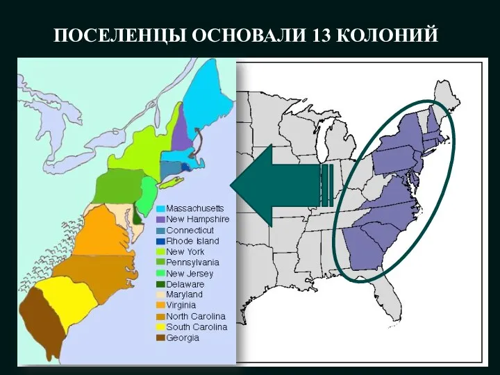 ПОСЕЛЕНЦЫ ОСНОВАЛИ 13 КОЛОНИЙ