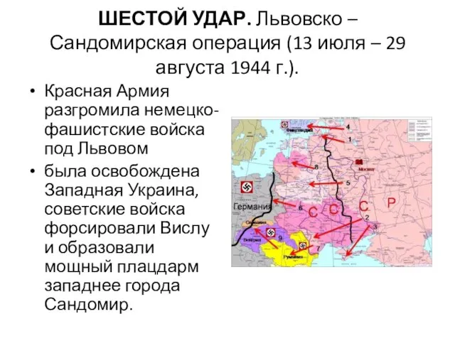 ШЕСТОЙ УДАР. Львовско – Сандомирская операция (13 июля – 29