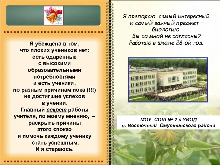 Я убеждена в том, что плохих учеников нет: есть одаренные с высокими образовательными