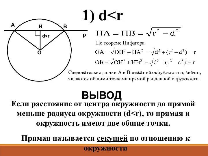 1) d O H A B d p По теореме