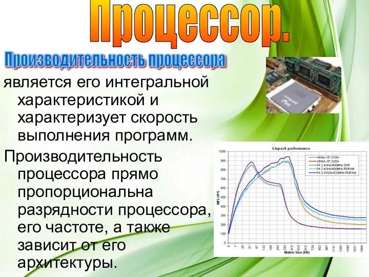 является его интегральной характеристикой и характеризует скорость выполнения программ. Производительность