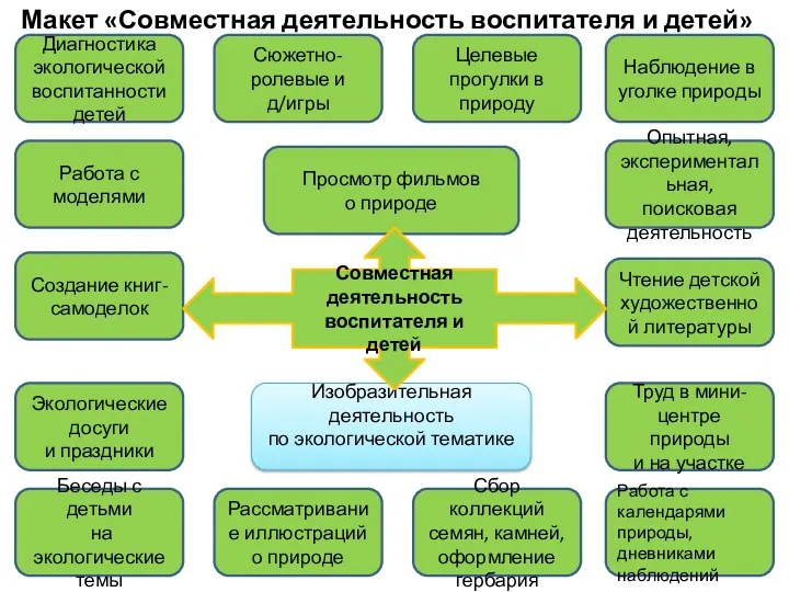 Макет «Совместная деятельность воспитателя и детей» Диагностика экологической воспитанности детей