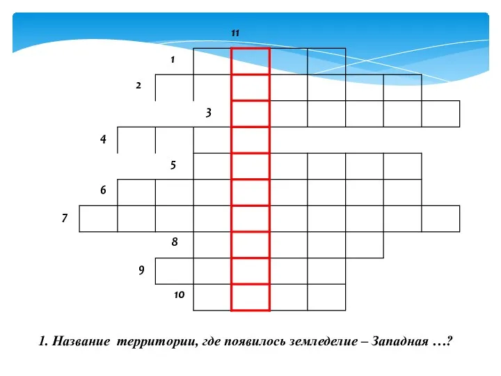 1. Название территории, где появилось земледелие – Западная …?