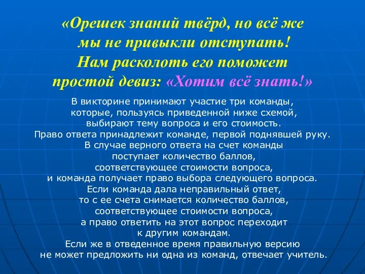 «Орешек знаний твёрд, но всё же мы не привыкли отступать!