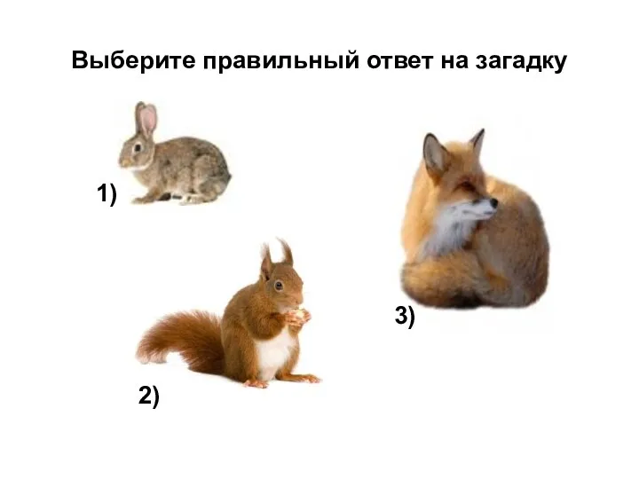 Выберите правильный ответ на загадку 1) 2) 3)