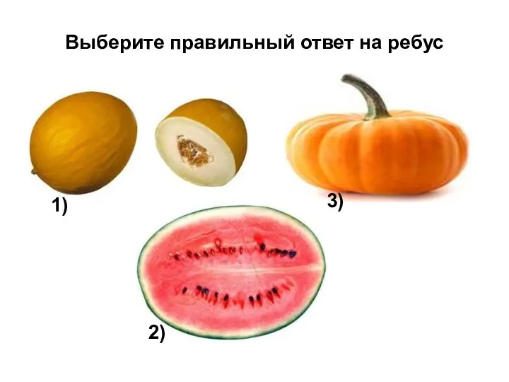 Выберите правильный ответ на ребус 1) 2) 3)