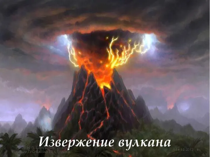Извержение вулкана Автор Н. П. Шегидевич, учитель химии ГУО школа 13 г. Гродно