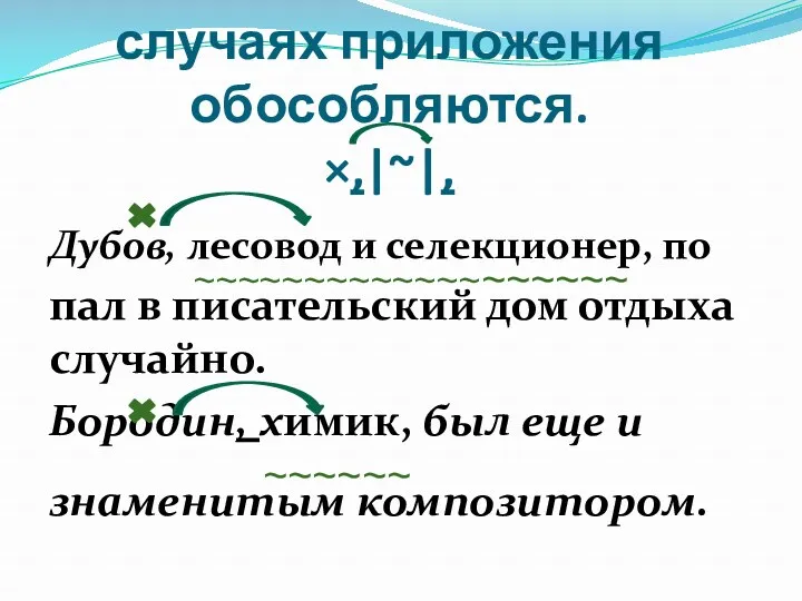 Во всех остальных случаях приложения обособляются. ,|~|, Дубов, лесовод и