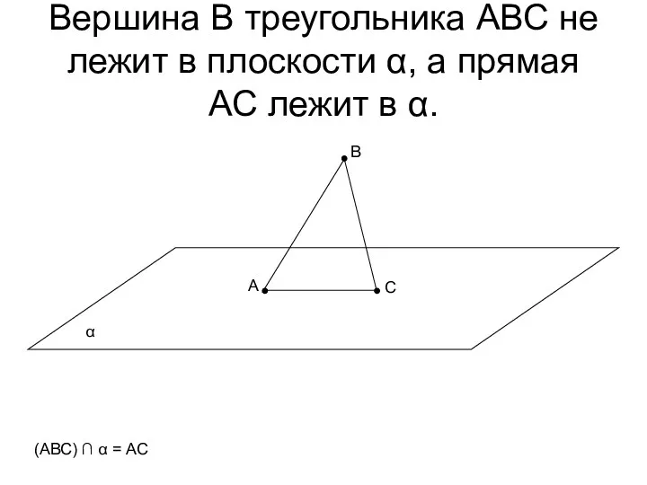 Вершина В треугольника АВС не лежит в плоскости α, а прямая АС лежит