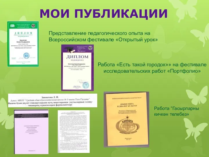 МОИ ПУБЛИКАЦИИ Представление педагогического опыта на Всероссийском фестивале «Открытый урок»