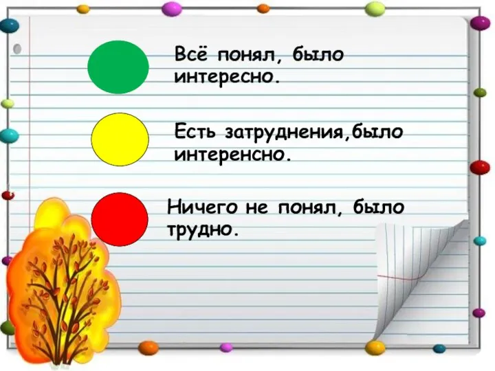 Всё понял, было интересно. Есть затруднения,было интеренсно. Ничего не понял, было трудно.