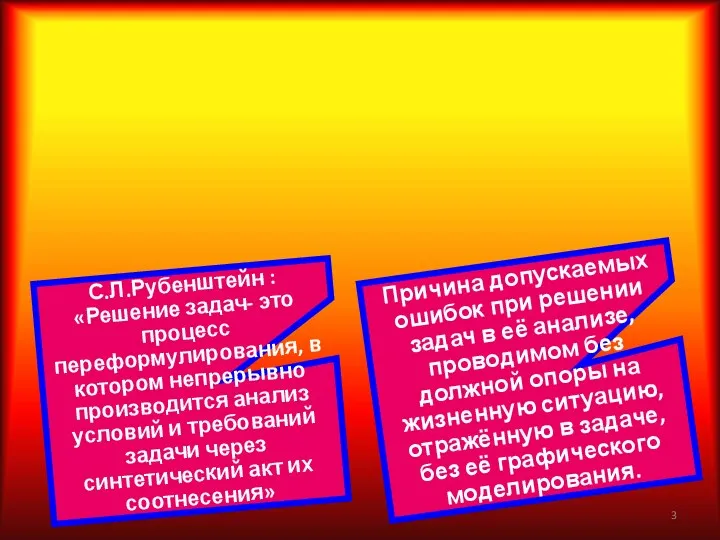 ОБОСНОВАНИЕ ПРОБЛЕМЫ С ТОЧКИ ЗРЕНИЯ ПСИХОЛОГИИ С.Л.Рубенштейн : «Решение задач-