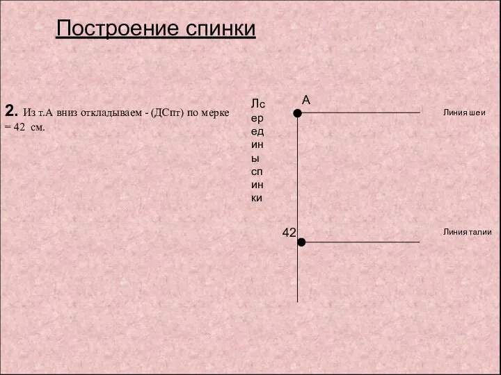 А 42 Линия шеи Линия талии Построение спинки 2. Из