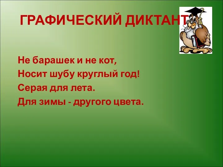 ГРАФИЧЕСКИЙ ДИКТАНТ Не барашек и не кот, Носит шубу круглый