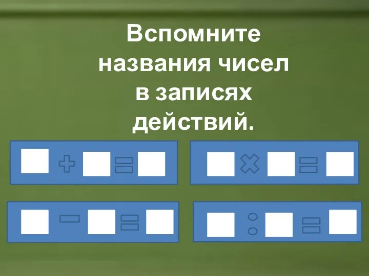 Вспомните названия чисел в записях действий.