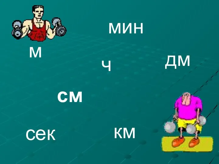 см м дм км ч сек мин