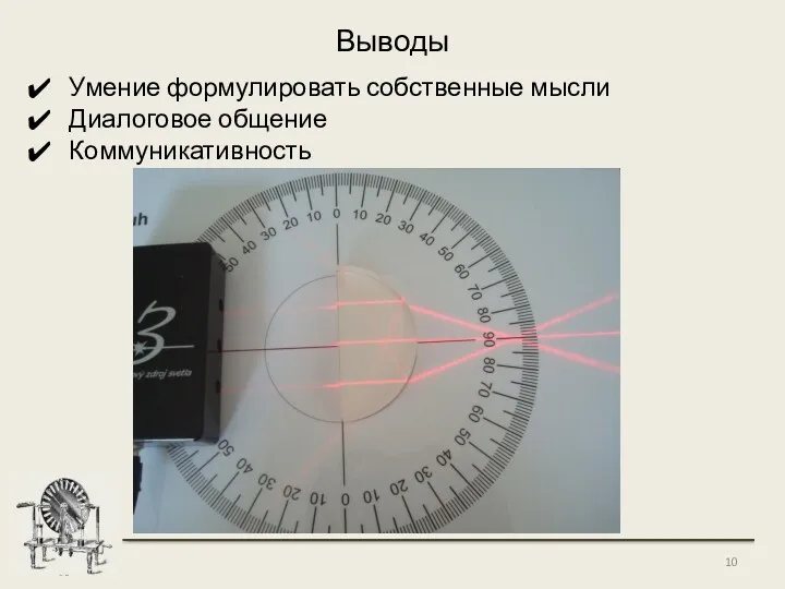 Выводы Умение формулировать собственные мысли Диалоговое общение Коммуникативность