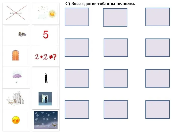 С) Воссоздание таблицы целиком.