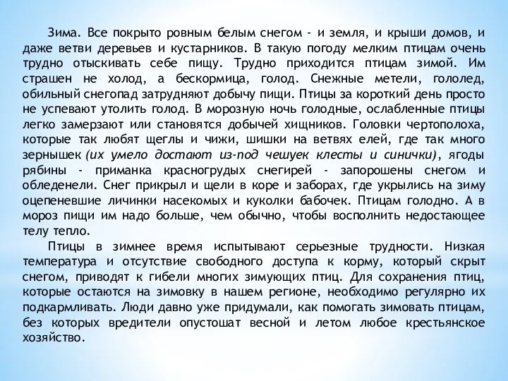 Зима. Все покрыто ровным белым снегом - и земля, и