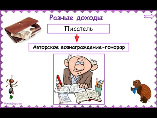 Писатель Авторское вознаграждение-гонорар Разные доходы